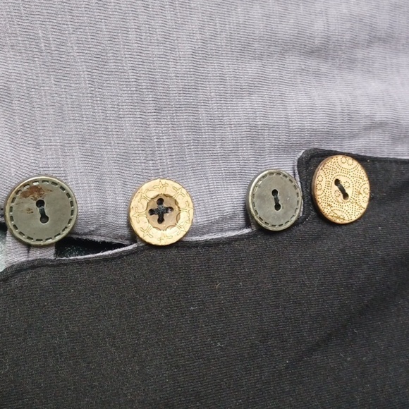 Neon Buddha Womens Sz M Wearable Art to Wear Blouse Black/Grey, 20" PTP, 26" L - Picture 4 of 9